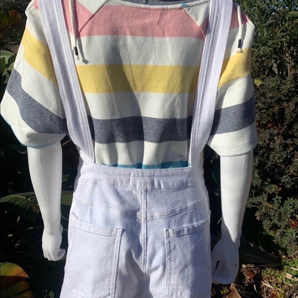 💋NWT FRAME Palazzo Denim Short Zip White Overalls - Picture 12 of 15